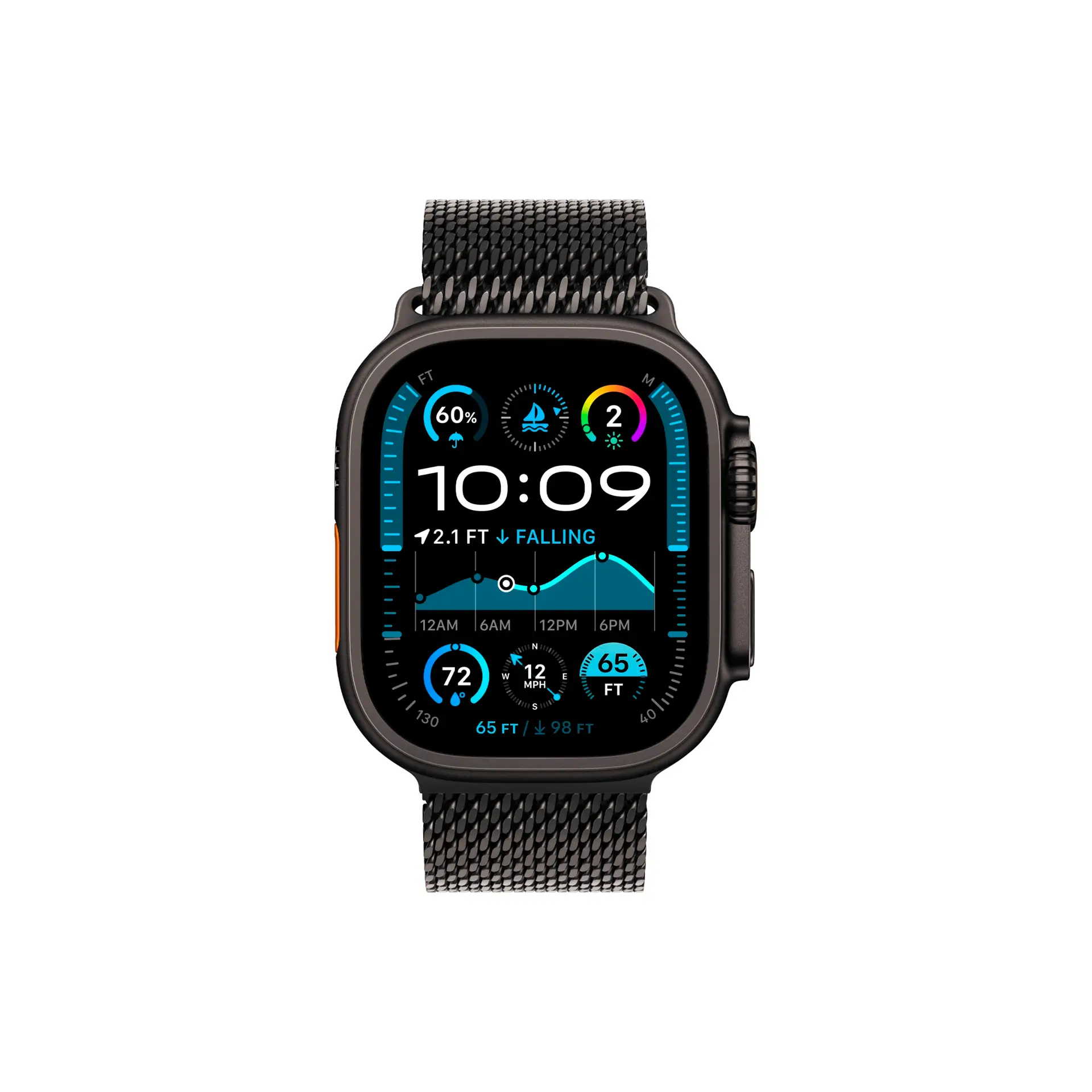 Apple Watch Ultra 2 Black, Black Titanium Milanese Loop
